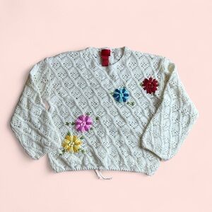Cristina V Floral Embroidered Sweater. Size Small. 100% Acrylic